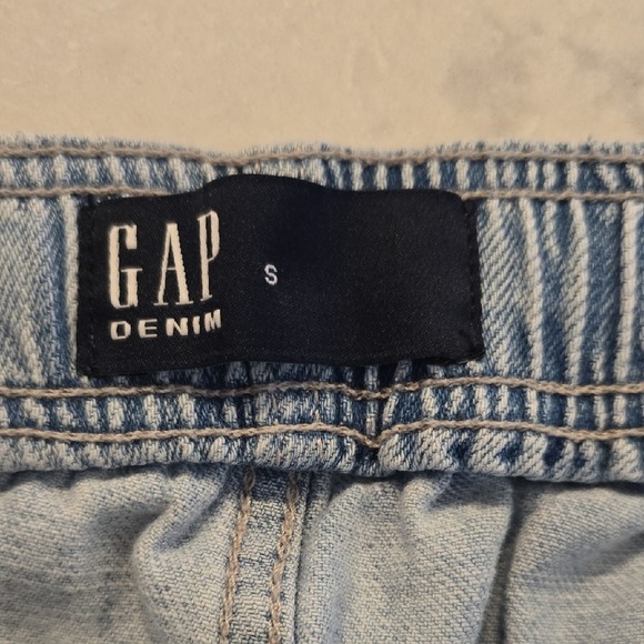 GAP Denim Jean Shorts Light Wash Elastic Waist Drawstring Womens Size S - Picture 2 of 7